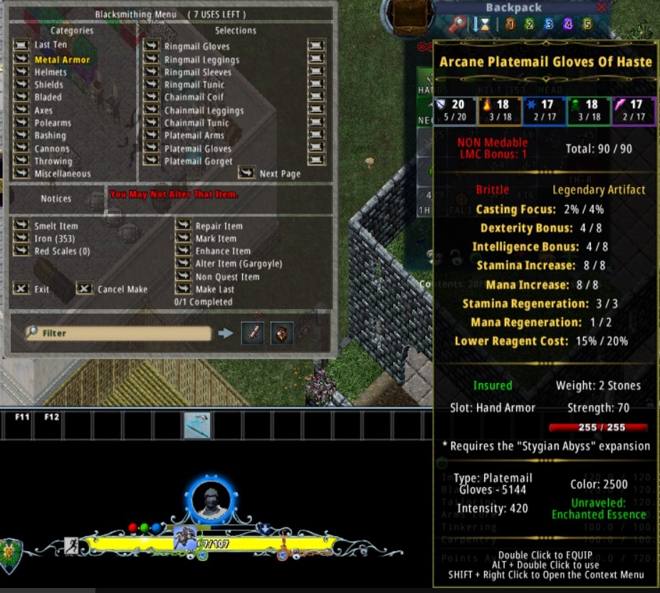 Cannot alter platemail gloves - Ultima Online Forums